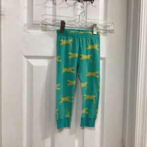 Hanna Andersson  Kids Turquoise/Yellow Leopard leggings toddler 2